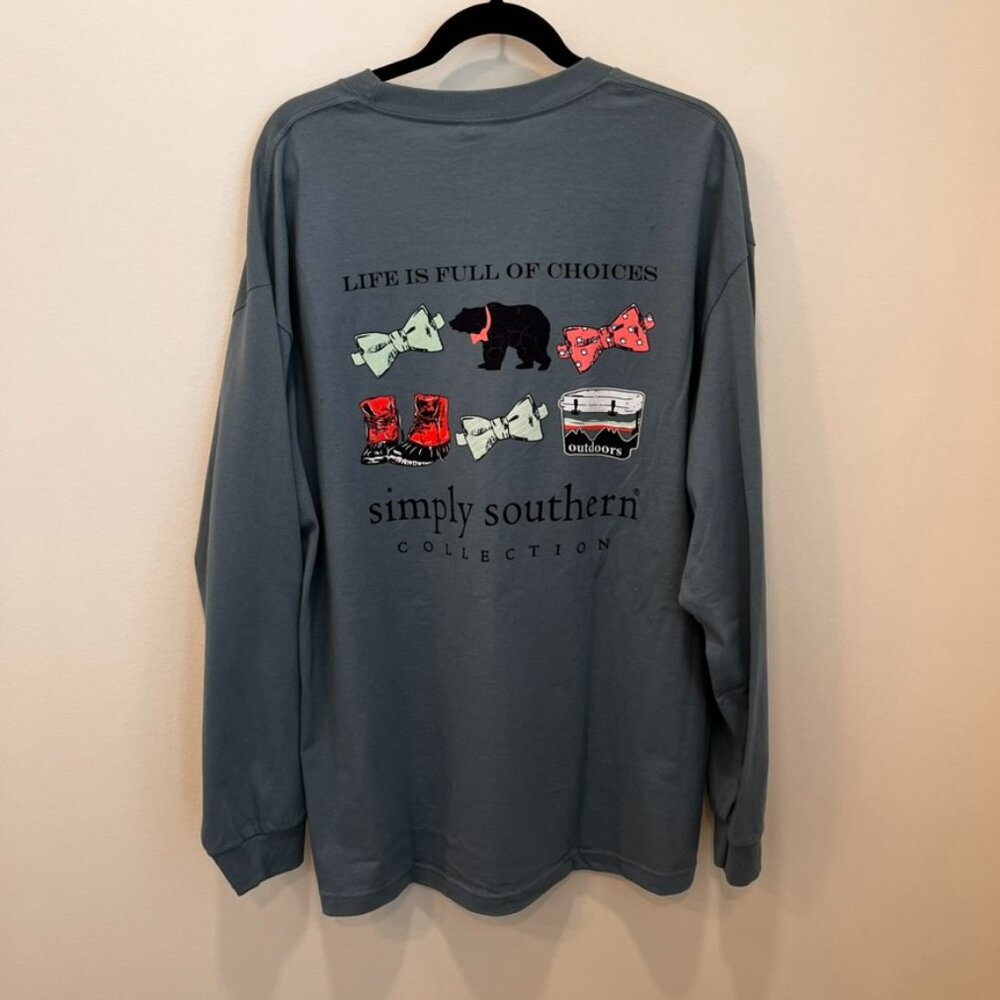 Simply Southern Shirt Women’s‎ XL NWT Long Sleeve Bow tie Boots Outdoors Bear